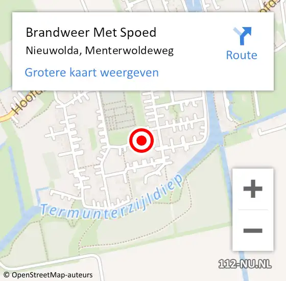 Locatie op kaart van de 112 melding: Brandweer Met Spoed Naar Nieuwolda, Menterwoldeweg op 24 mei 2024 08:44