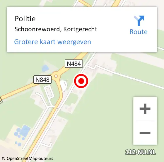 Locatie op kaart van de 112 melding: Politie Schoonrewoerd, Kortgerecht op 24 mei 2024 08:55