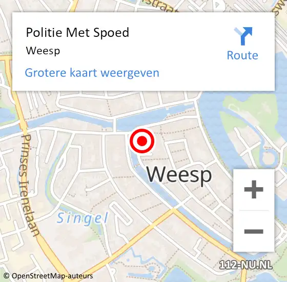 Locatie op kaart van de 112 melding: Politie Met Spoed Naar Weesp op 24 mei 2024 08:56