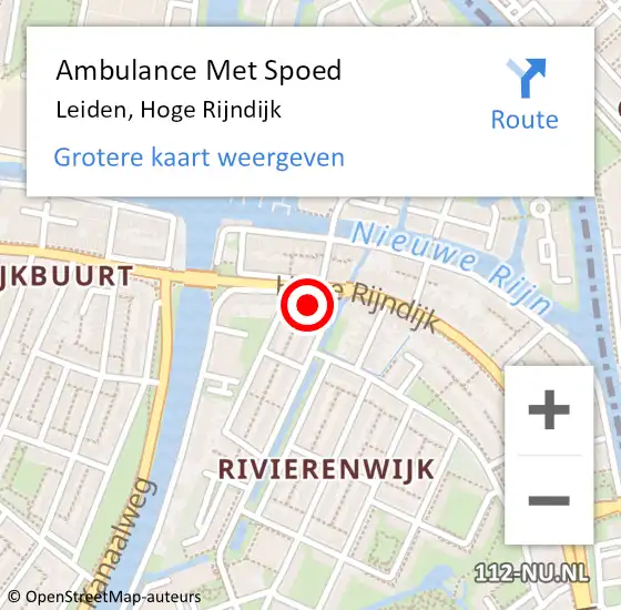 Locatie op kaart van de 112 melding: Ambulance Met Spoed Naar Leiden, Hoge Rijndijk op 24 mei 2024 09:04