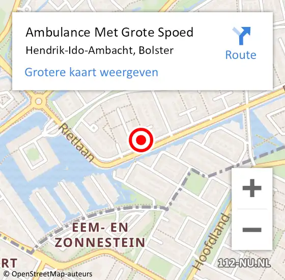 Locatie op kaart van de 112 melding: Ambulance Met Grote Spoed Naar Hendrik-Ido-Ambacht, Bolster op 24 mei 2024 09:10