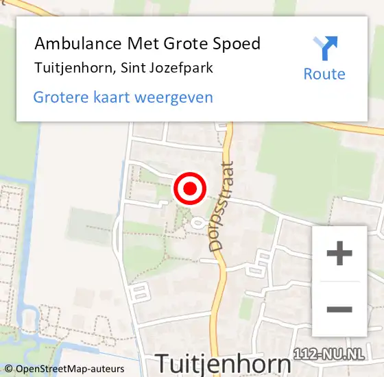 Locatie op kaart van de 112 melding: Ambulance Met Grote Spoed Naar Tuitjenhorn, Sint Jozefpark op 24 mei 2024 09:18