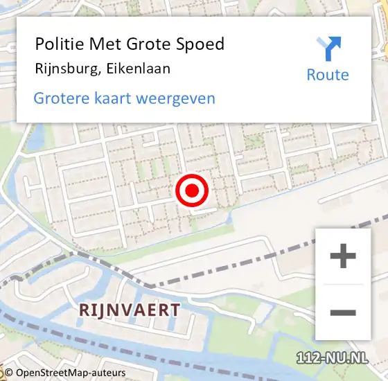 Locatie op kaart van de 112 melding: Politie Met Grote Spoed Naar Rijnsburg, Eikenlaan op 24 mei 2024 09:20