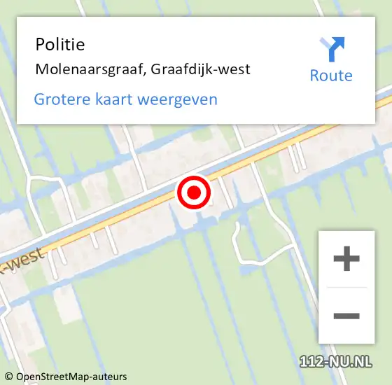 Locatie op kaart van de 112 melding: Politie Molenaarsgraaf, Graafdijk-west op 24 mei 2024 09:24