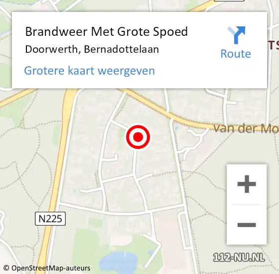 Locatie op kaart van de 112 melding: Brandweer Met Grote Spoed Naar Doorwerth, Bernadottelaan op 24 mei 2024 09:33