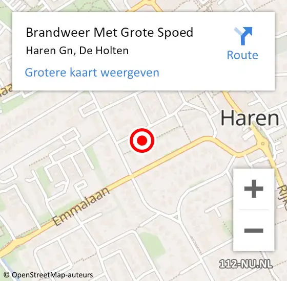 Locatie op kaart van de 112 melding: Brandweer Met Grote Spoed Naar Haren Gn, De Holten op 24 mei 2024 09:41