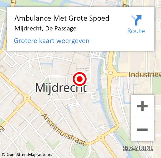 Locatie op kaart van de 112 melding: Ambulance Met Grote Spoed Naar Mijdrecht, De Passage op 24 mei 2024 09:42