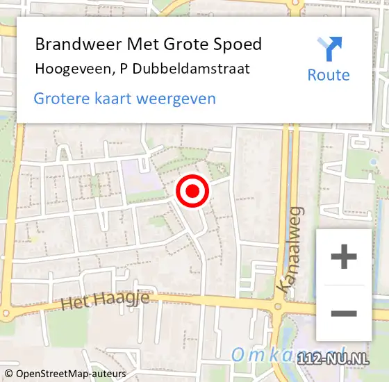 Locatie op kaart van de 112 melding: Brandweer Met Grote Spoed Naar Hoogeveen, P Dubbeldamstraat op 7 oktober 2014 01:34