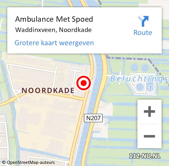 Locatie op kaart van de 112 melding: Ambulance Met Spoed Naar Waddinxveen, Noordkade op 24 mei 2024 10:08