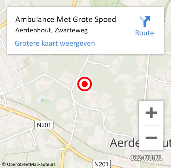 Locatie op kaart van de 112 melding: Ambulance Met Grote Spoed Naar Aerdenhout, Zwarteweg op 24 mei 2024 10:25