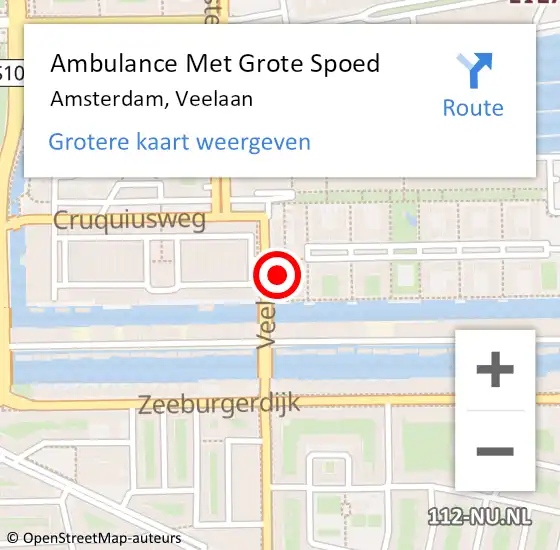 Locatie op kaart van de 112 melding: Ambulance Met Grote Spoed Naar Amsterdam, Veelaan op 24 mei 2024 10:28