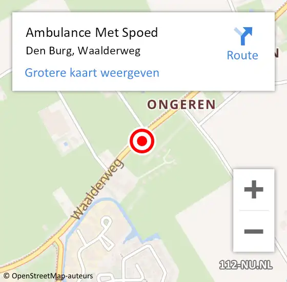 Locatie op kaart van de 112 melding: Ambulance Met Spoed Naar Den Burg, Waalderweg op 24 mei 2024 10:30