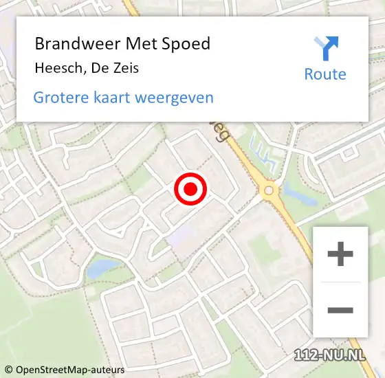 Locatie op kaart van de 112 melding: Brandweer Met Spoed Naar Heesch, De Zeis op 24 mei 2024 10:52