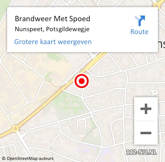 Locatie op kaart van de 112 melding: Brandweer Met Spoed Naar Nunspeet, Potsgildewegje op 24 mei 2024 11:02