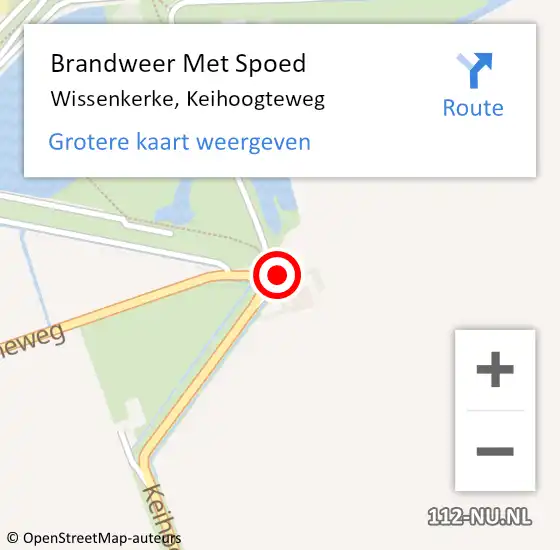 Locatie op kaart van de 112 melding: Brandweer Met Spoed Naar Wissenkerke, Keihoogteweg op 24 mei 2024 11:11