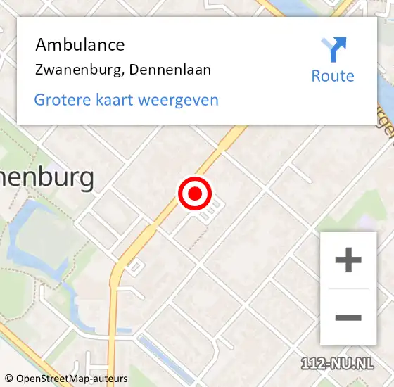 Locatie op kaart van de 112 melding: Ambulance Zwanenburg, Dennenlaan op 24 mei 2024 11:20
