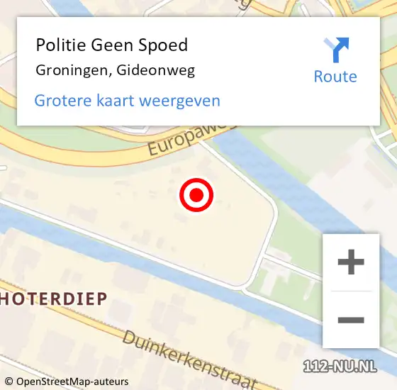 Locatie op kaart van de 112 melding: Politie Geen Spoed Naar Groningen, Gideonweg op 24 mei 2024 11:23