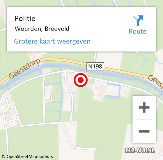 Locatie op kaart van de 112 melding: Politie Woerden, Breeveld op 24 mei 2024 11:23