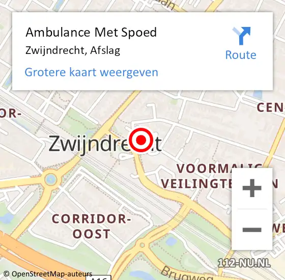 Locatie op kaart van de 112 melding: Ambulance Met Spoed Naar Zwijndrecht, Afslag op 24 mei 2024 11:40