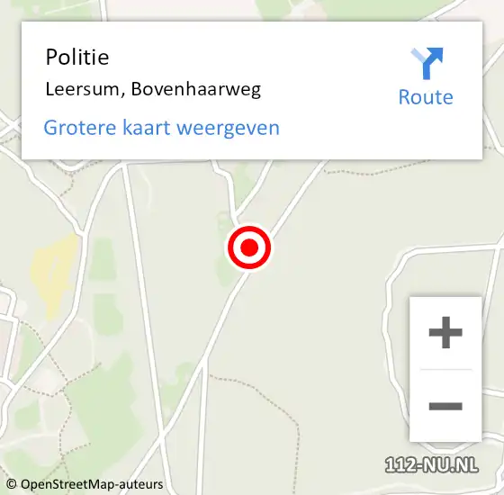 Locatie op kaart van de 112 melding: Politie Leersum, Bovenhaarweg op 24 mei 2024 11:49