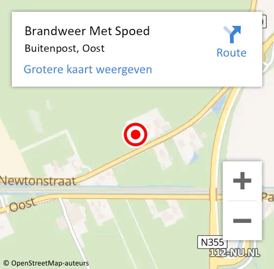 Locatie op kaart van de 112 melding: Brandweer Met Spoed Naar Buitenpost, Oost op 24 mei 2024 12:01