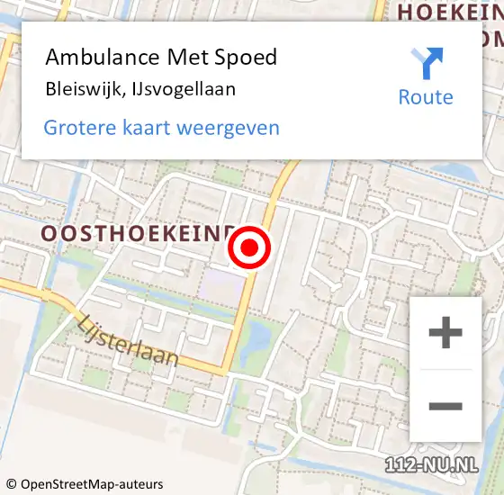 Locatie op kaart van de 112 melding: Ambulance Met Spoed Naar Bleiswijk, IJsvogellaan op 24 mei 2024 12:02