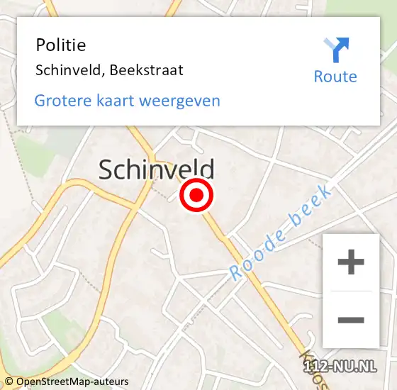 Locatie op kaart van de 112 melding: Politie Schinveld, Beekstraat op 24 mei 2024 12:08