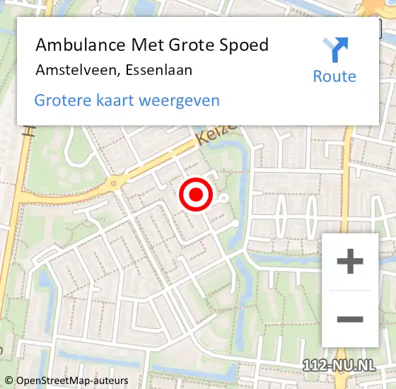 Locatie op kaart van de 112 melding: Ambulance Met Grote Spoed Naar Amstelveen, Essenlaan op 24 mei 2024 12:14