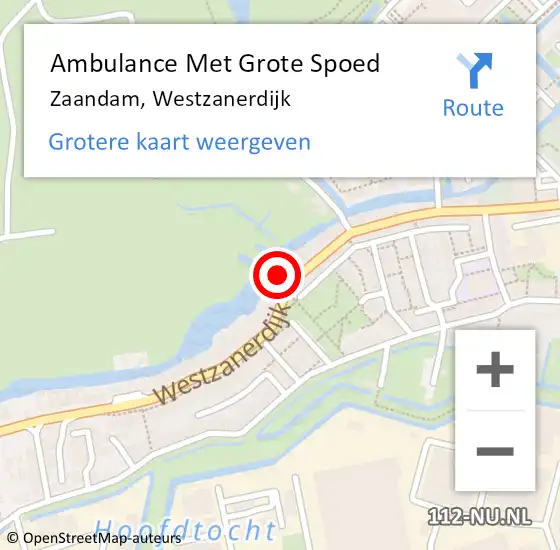 Locatie op kaart van de 112 melding: Ambulance Met Grote Spoed Naar Zaandam, Westzanerdijk op 24 mei 2024 12:21