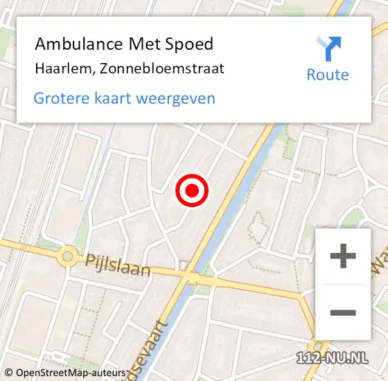 Locatie op kaart van de 112 melding: Ambulance Met Spoed Naar Haarlem, Zonnebloemstraat op 24 mei 2024 12:26