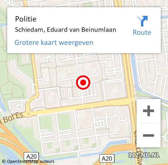 Locatie op kaart van de 112 melding: Politie Schiedam, Eduard van Beinumlaan op 24 mei 2024 12:54