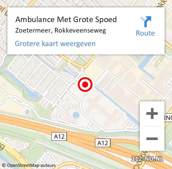 Locatie op kaart van de 112 melding: Ambulance Met Grote Spoed Naar Zoetermeer, Rokkeveenseweg op 24 mei 2024 12:58