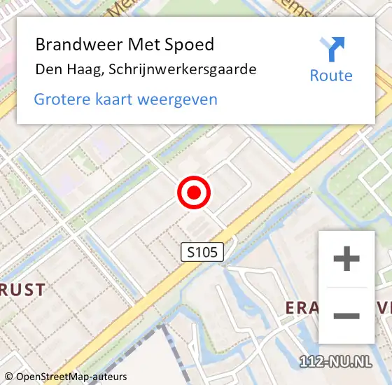 Locatie op kaart van de 112 melding: Brandweer Met Spoed Naar Den Haag, Schrijnwerkersgaarde op 24 mei 2024 13:33