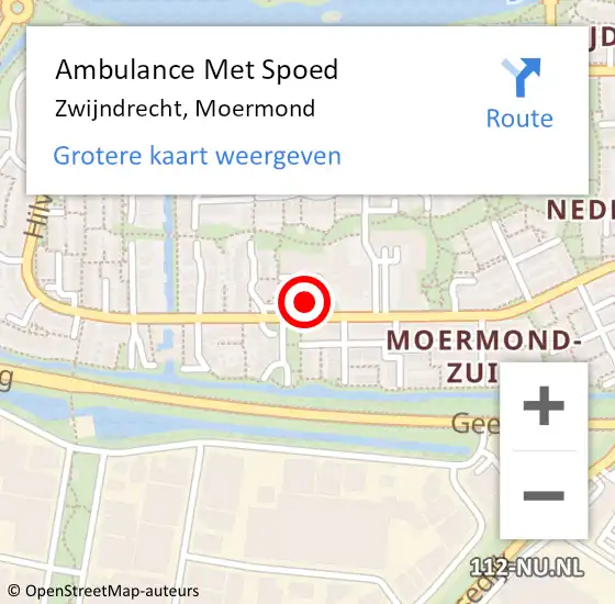 Locatie op kaart van de 112 melding: Ambulance Met Spoed Naar Zwijndrecht, Moermond op 24 mei 2024 13:35