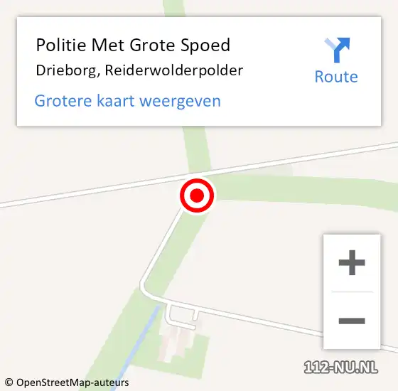 Locatie op kaart van de 112 melding: Politie Met Grote Spoed Naar Drieborg, Reiderwolderpolder op 24 mei 2024 13:43