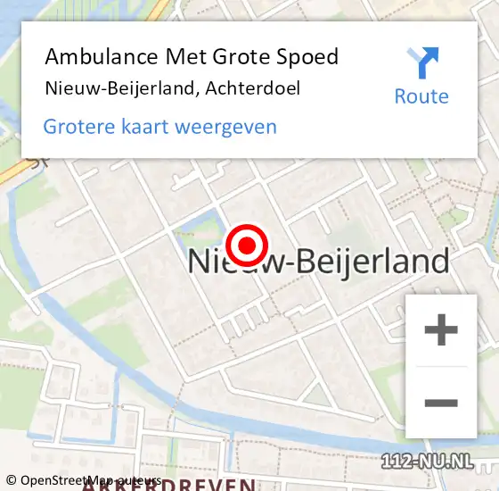 Locatie op kaart van de 112 melding: Ambulance Met Grote Spoed Naar Nieuw-Beijerland, Achterdoel op 24 mei 2024 13:49