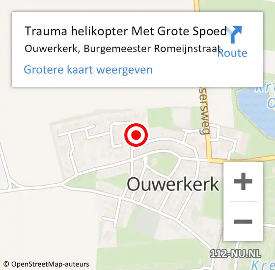 Locatie op kaart van de 112 melding: Trauma helikopter Met Grote Spoed Naar Ouwerkerk, Burgemeester Romeijnstraat op 24 mei 2024 13:59