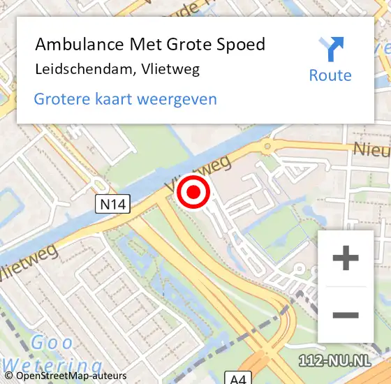 Locatie op kaart van de 112 melding: Ambulance Met Grote Spoed Naar Leidschendam, Vlietweg op 24 mei 2024 14:04