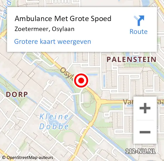 Locatie op kaart van de 112 melding: Ambulance Met Grote Spoed Naar Zoetermeer, Osylaan op 24 mei 2024 14:13