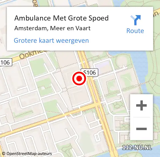 Locatie op kaart van de 112 melding: Ambulance Met Grote Spoed Naar Amsterdam, Meer en Vaart op 24 mei 2024 14:16