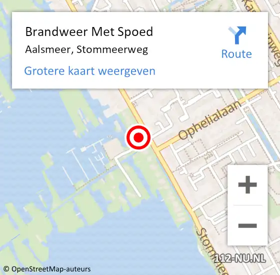 Locatie op kaart van de 112 melding: Brandweer Met Spoed Naar Aalsmeer, Stommeerweg op 24 mei 2024 14:21
