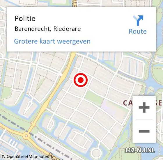 Locatie op kaart van de 112 melding: Politie Barendrecht, Riederare op 24 mei 2024 14:22