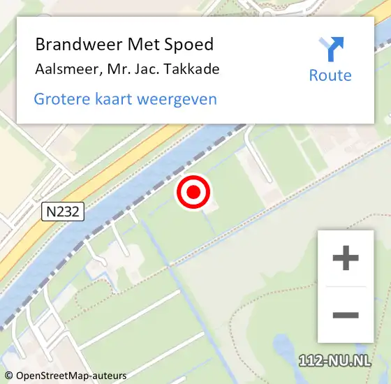 Locatie op kaart van de 112 melding: Brandweer Met Spoed Naar Aalsmeer, Mr. Jac. Takkade op 24 mei 2024 14:48