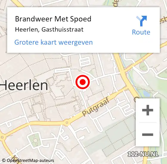 Locatie op kaart van de 112 melding: Brandweer Met Spoed Naar Heerlen, Gasthuisstraat op 24 mei 2024 14:59