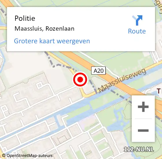 Locatie op kaart van de 112 melding: Politie Maassluis, Rozenlaan op 24 mei 2024 14:59