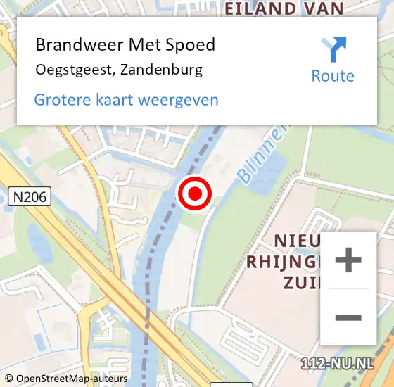 Locatie op kaart van de 112 melding: Brandweer Met Spoed Naar Oegstgeest, Zandenburg op 24 mei 2024 15:00