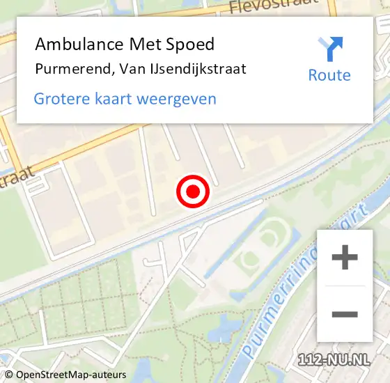 Locatie op kaart van de 112 melding: Ambulance Met Spoed Naar Purmerend, Van IJsendijkstraat op 24 mei 2024 15:17