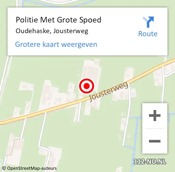 Locatie op kaart van de 112 melding: Politie Met Grote Spoed Naar Oudehaske, Jousterweg op 24 mei 2024 15:31