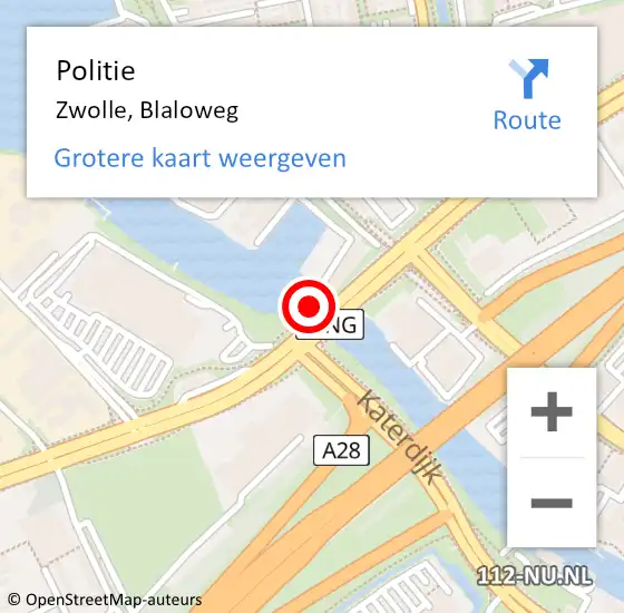 Locatie op kaart van de 112 melding: Politie Zwolle, Blaloweg op 24 mei 2024 15:34