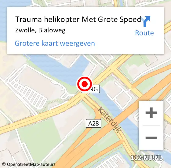 Locatie op kaart van de 112 melding: Trauma helikopter Met Grote Spoed Naar Zwolle, Blaloweg op 24 mei 2024 15:34